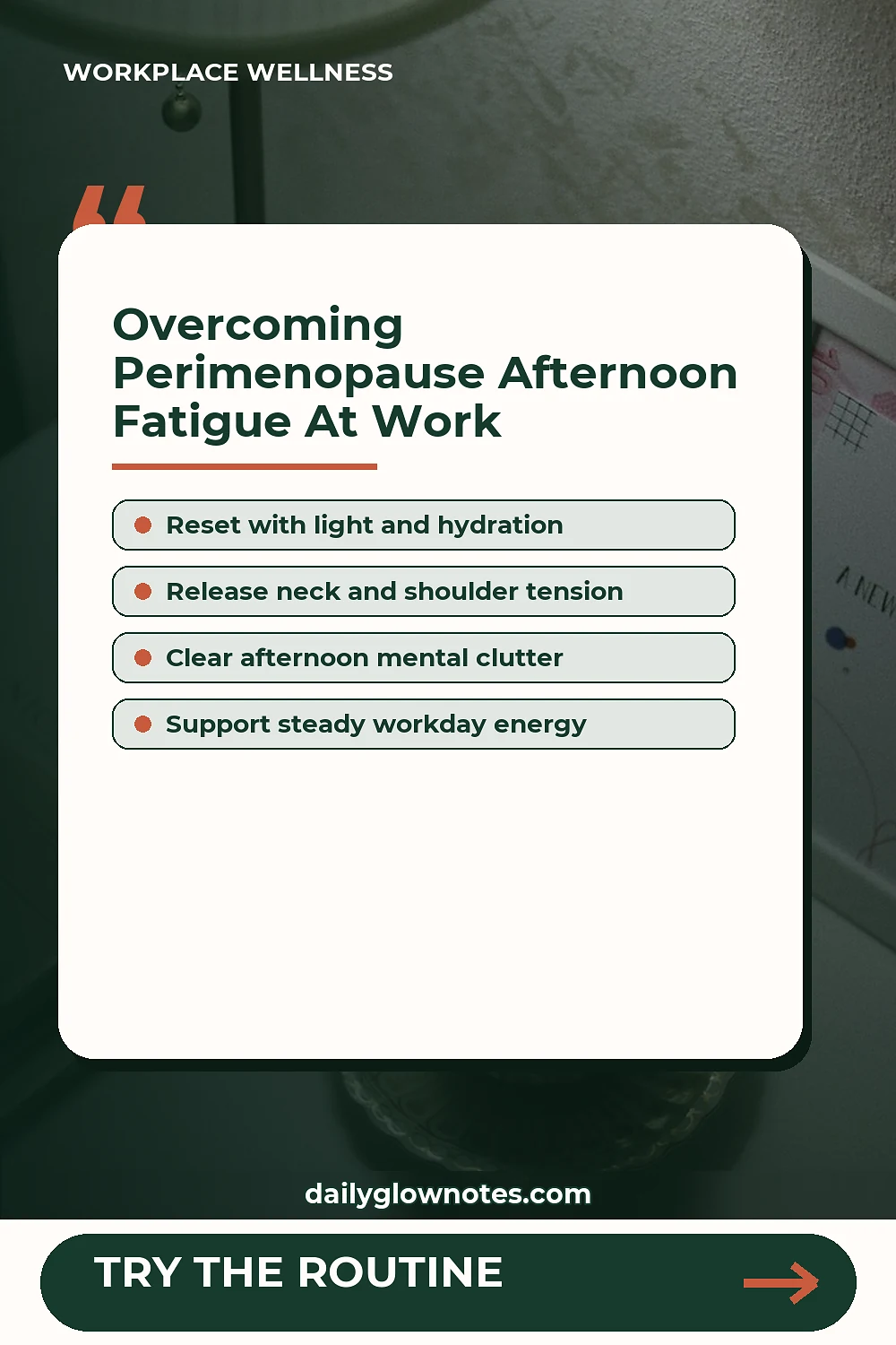 Beat the Midday Energy Slump: A 15-Minute Office Energy Pacing Reset