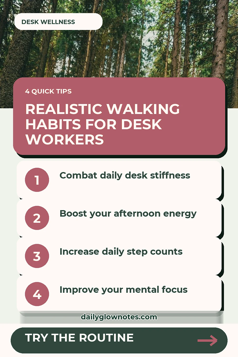 Realistic Walking and Movement Habits for Desk Workers